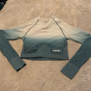 Teal Ombré gymshark cropped long sleeve